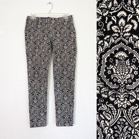♠️ J. Crew Black & White Paisley Print Winnie Pant - Picture 1 of 9